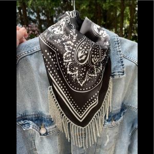 Brand new fringe bejeweled black bandana